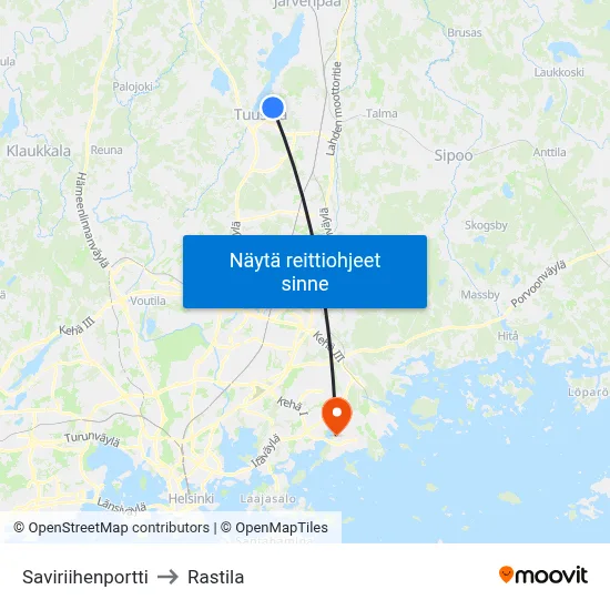 Saviriihenportti to Rastila map