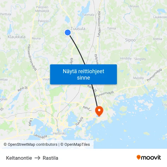 Keltanontie to Rastila map