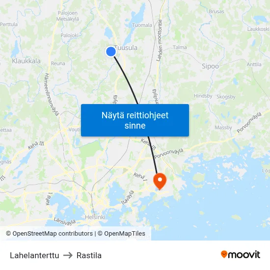 Lahelanterttu to Rastila map
