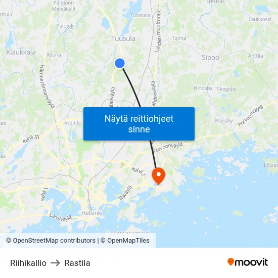Riihikallio to Rastila map