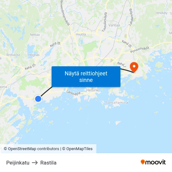 Peijinkatu to Rastila map
