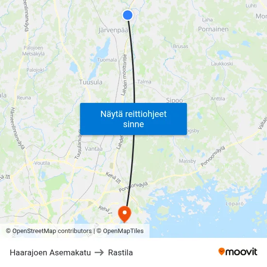 Haarajoen Asemakatu to Rastila map