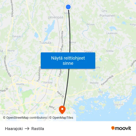 Haarajoki to Rastila map