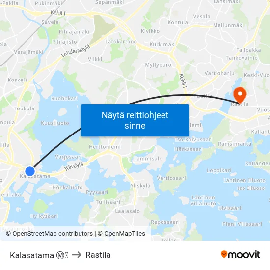 Kalasatama Ⓜ️🛍️ to Rastila map