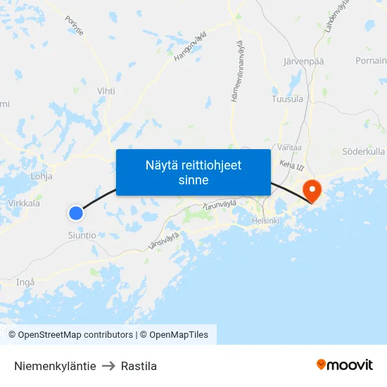 Niemenkyläntie to Rastila map