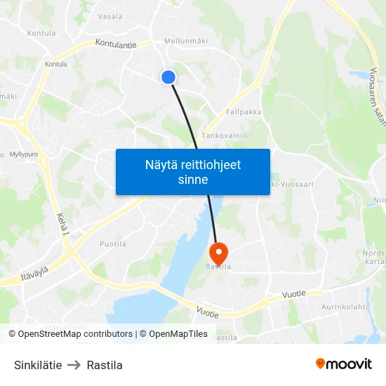 Sinkilätie to Rastila map