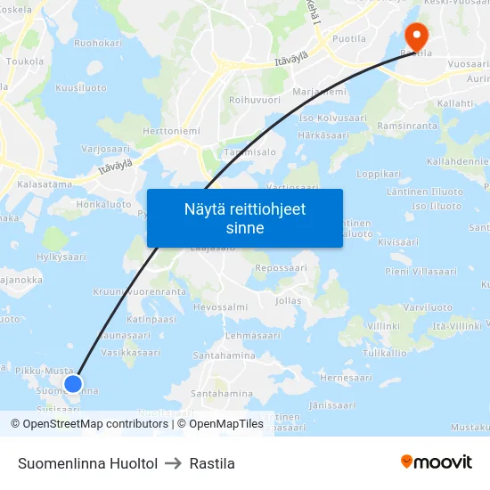 Suomenlinna Huoltol to Rastila map
