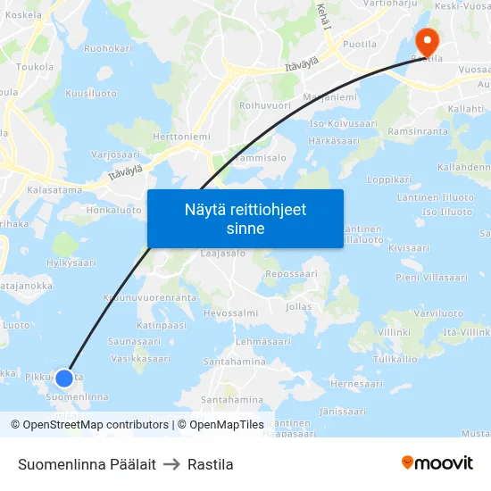 Suomenlinna Päälait to Rastila map
