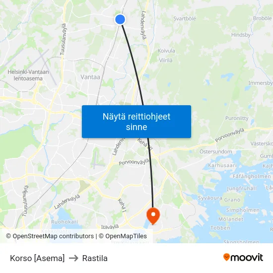 Korso [Asema] to Rastila map