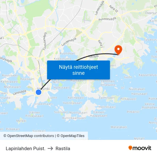 Lapinlahden Puist. to Rastila map
