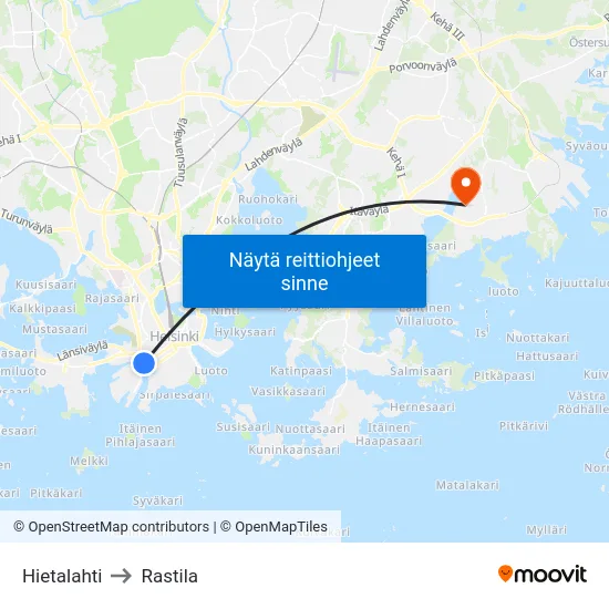Hietalahti to Rastila map