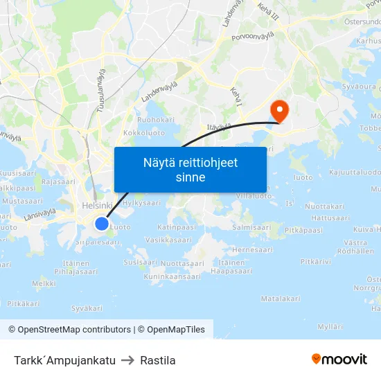 Tarkk´Ampujankatu to Rastila map