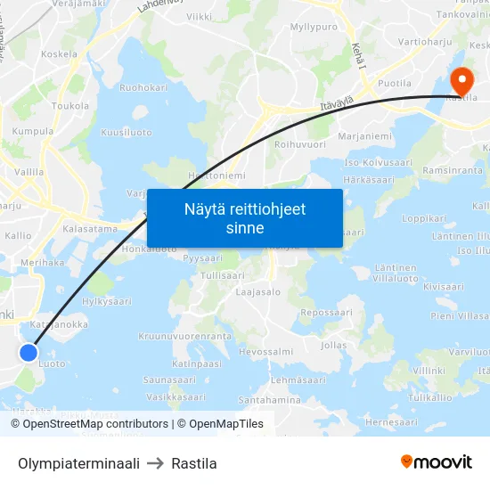 Olympiaterminaali to Rastila map