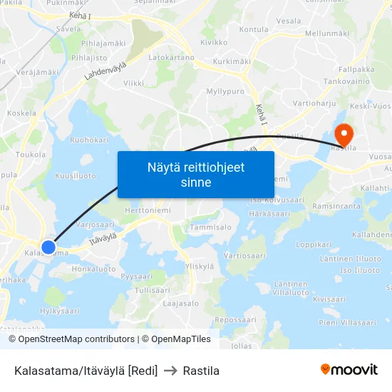 Kalasatama/Itäväylä [Redi] to Rastila map