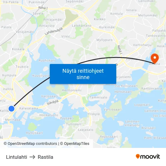 Lintulahti to Rastila map