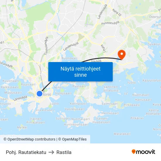 Pohj. Rautatiekatu to Rastila map