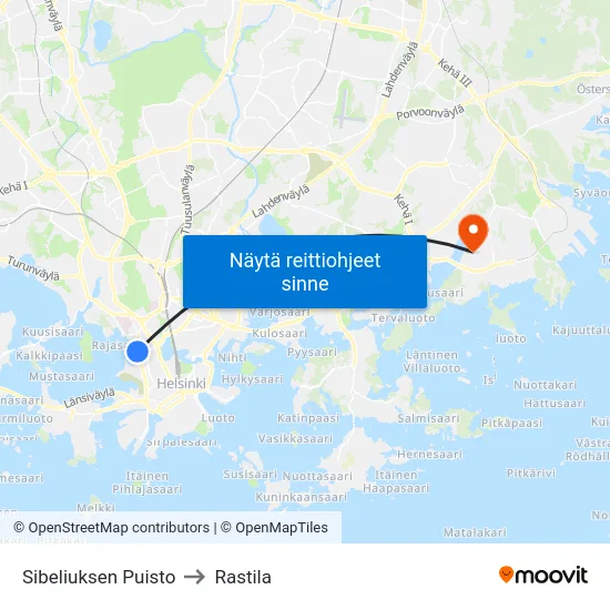 Sibeliuksen Puisto to Rastila map