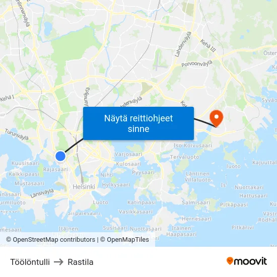 Töölöntulli to Rastila map