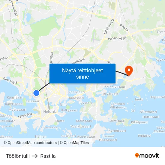Töölöntulli to Rastila map