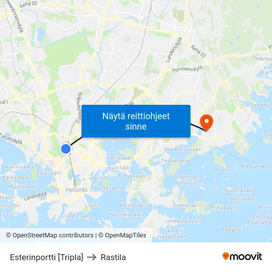 Esterinportti [Tripla] to Rastila map