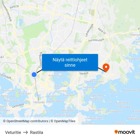 Veturitie to Rastila map