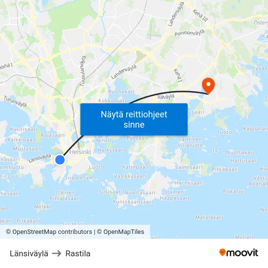 Länsiväylä to Rastila map