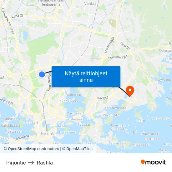 Pirjontie to Rastila map