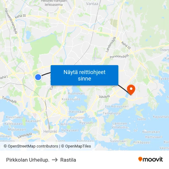 Pirkkolan Urheilup. to Rastila map