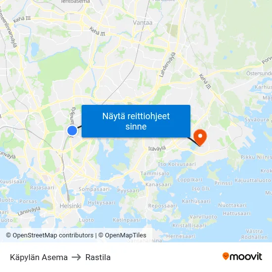 Käpylän Asema to Rastila map