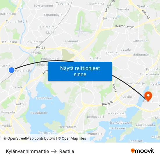 Kylänvanhimmantie to Rastila map