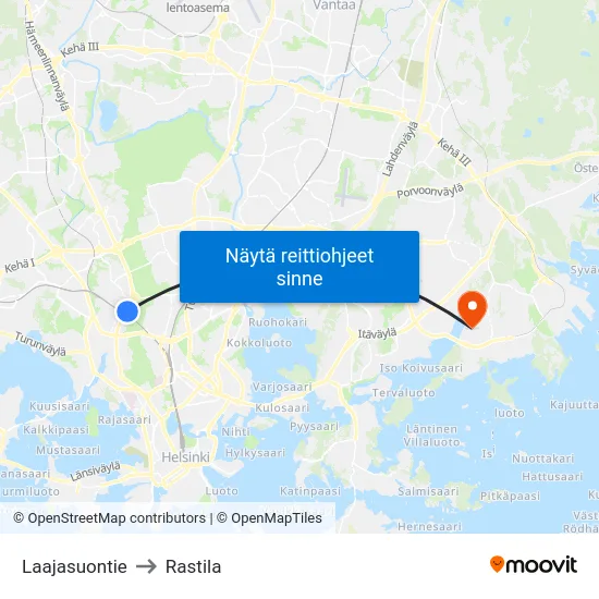 Laajasuontie to Rastila map