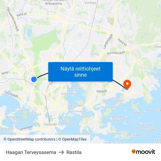 Haagan Terveysasema to Rastila map