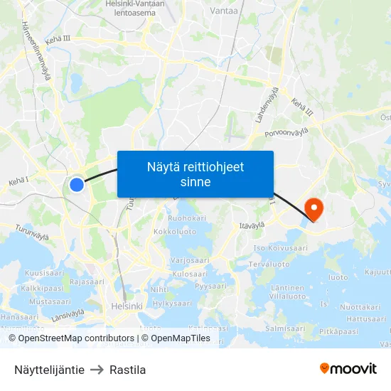 Näyttelijäntie to Rastila map