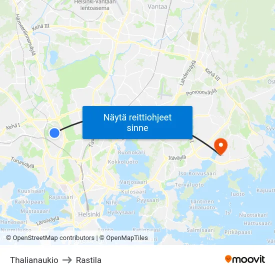 Thalianaukio to Rastila map