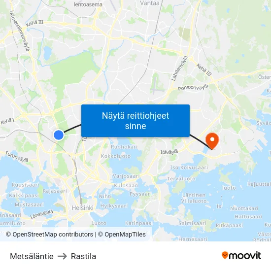 Metsäläntie to Rastila map