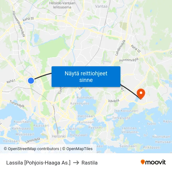 Lassila [Pohjois-Haaga As.] to Rastila map