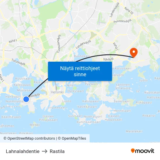 Lahnalahdentie to Rastila map