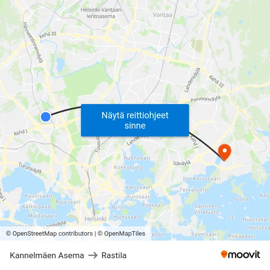 Kannelmäen Asema to Rastila map