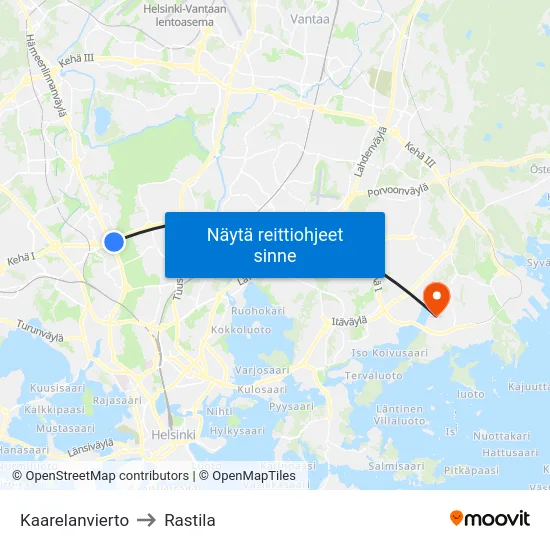 Kaarelanvierto to Rastila map