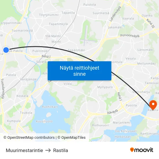 Muurimestarintie to Rastila map