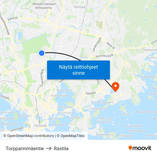 Torpparinmäentie to Rastila map