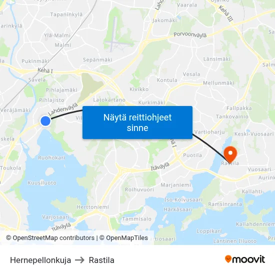 Hernepellonkuja to Rastila map