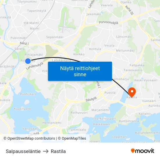 Salpausseläntie to Rastila map