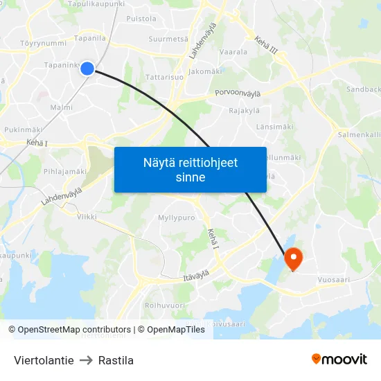 Viertolantie to Rastila map