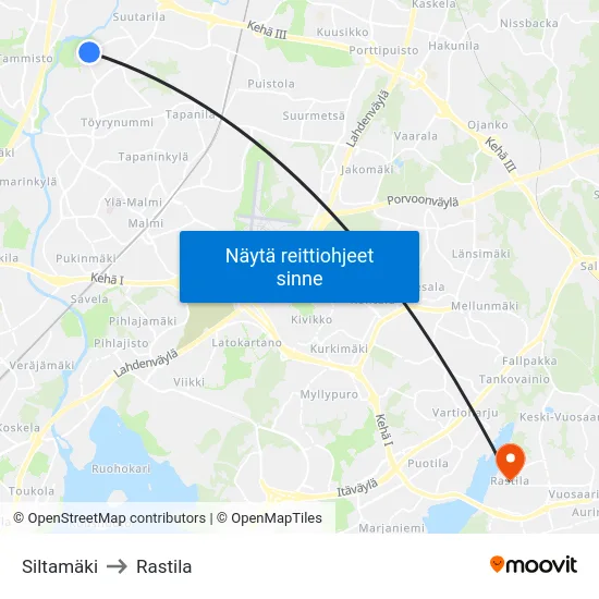 Siltamäki to Rastila map