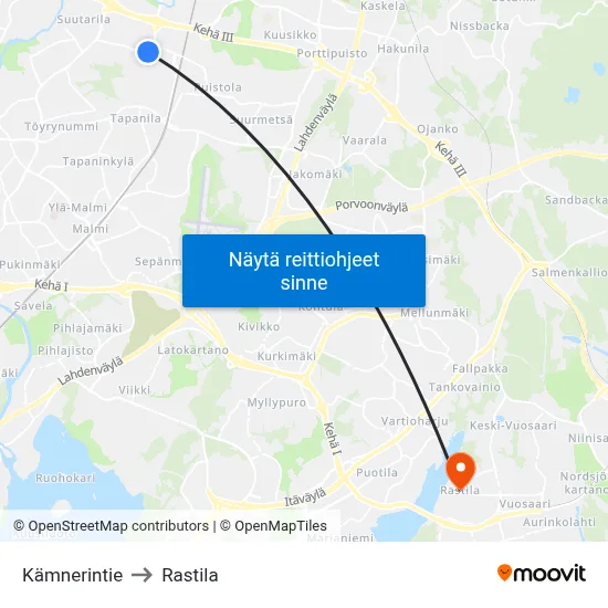 Kämnerintie to Rastila map