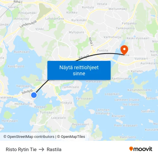 Risto Rytin Tie to Rastila map