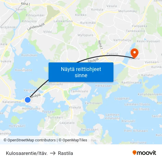 Kulosaarentie/Itäv. to Rastila map