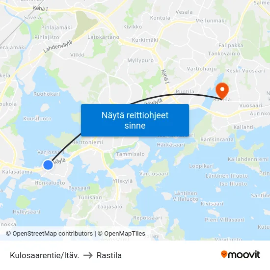 Kulosaarentie/Itäv. to Rastila map