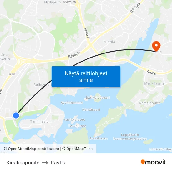Kirsikkapuisto to Rastila map